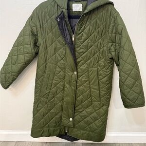Zara Kids Olive Quilted Puffer Coat